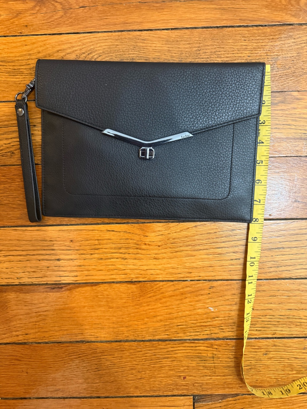 Botkier Black Pebbled Leather Envelope Wristlet with Silver Trim - Picture 5 of 9
